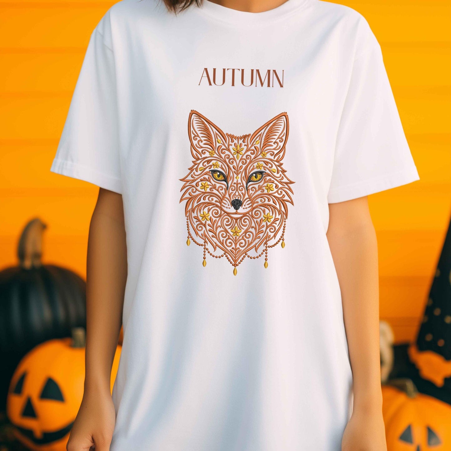 Gothic Fox Embroidery Design, Ornate Fox Embroidery, Mystical Fox Pattern PES, Animal Embroidery, Baroque Fox Embroidery, Tattoo Style Fox