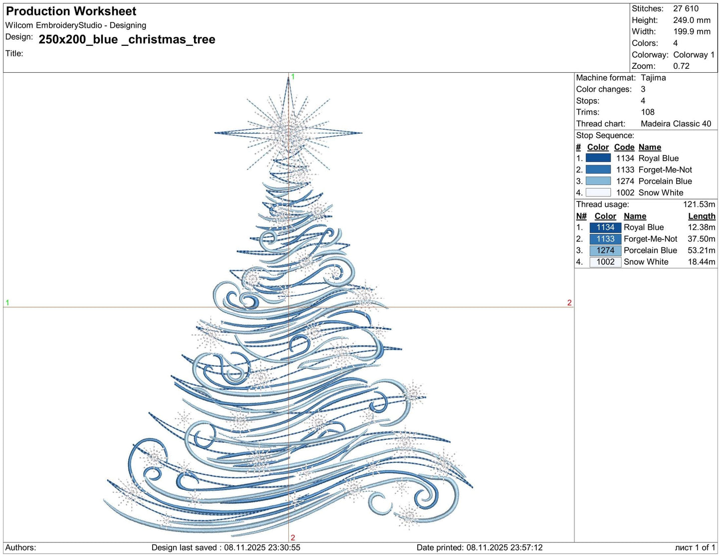 Blue Christmas Tree Swirl Embroidery Design, Winter Swirl Tree Xmas Machine Embroidery Pattern, Holiday Ornament Pattern, Tree Pattern PES