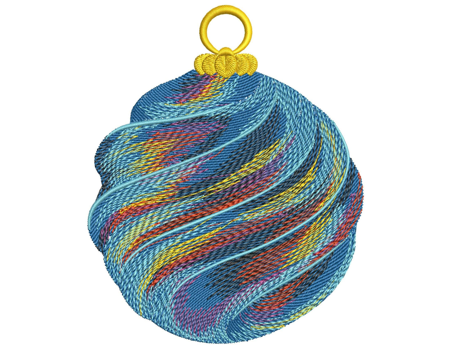 Blue Christmas Ornament – Machine Embroidery Design, Swirl Bauble Pattern, Holiday Decoration Embroidery File, Christmas Pattern PES DST jef