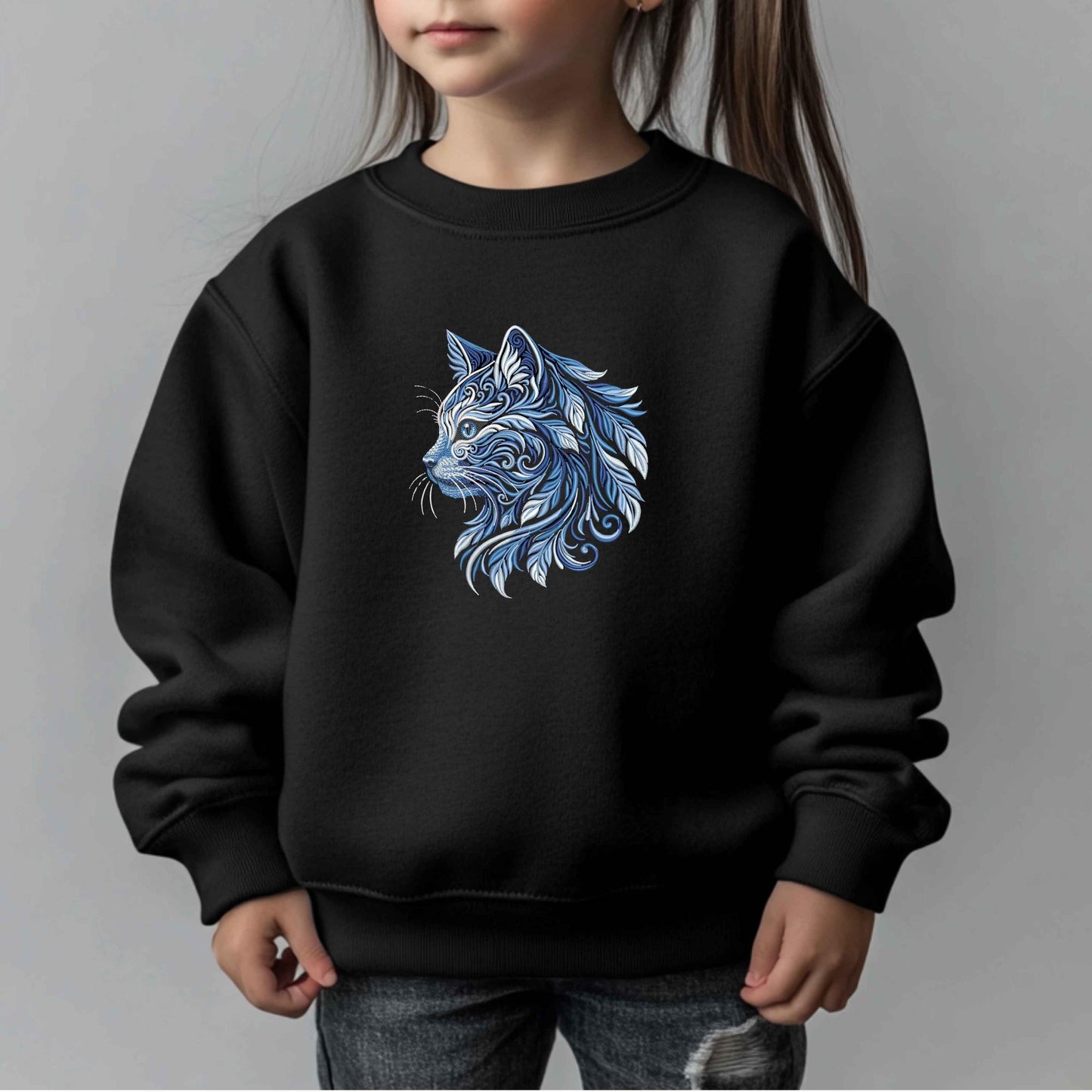 Winter Cat Embroidery Design, Blue Cat Machine Embroidery, Snow Cat Pattern, Animal Embroidery File, Winter Animal Design, Cat PES, DST, JEF