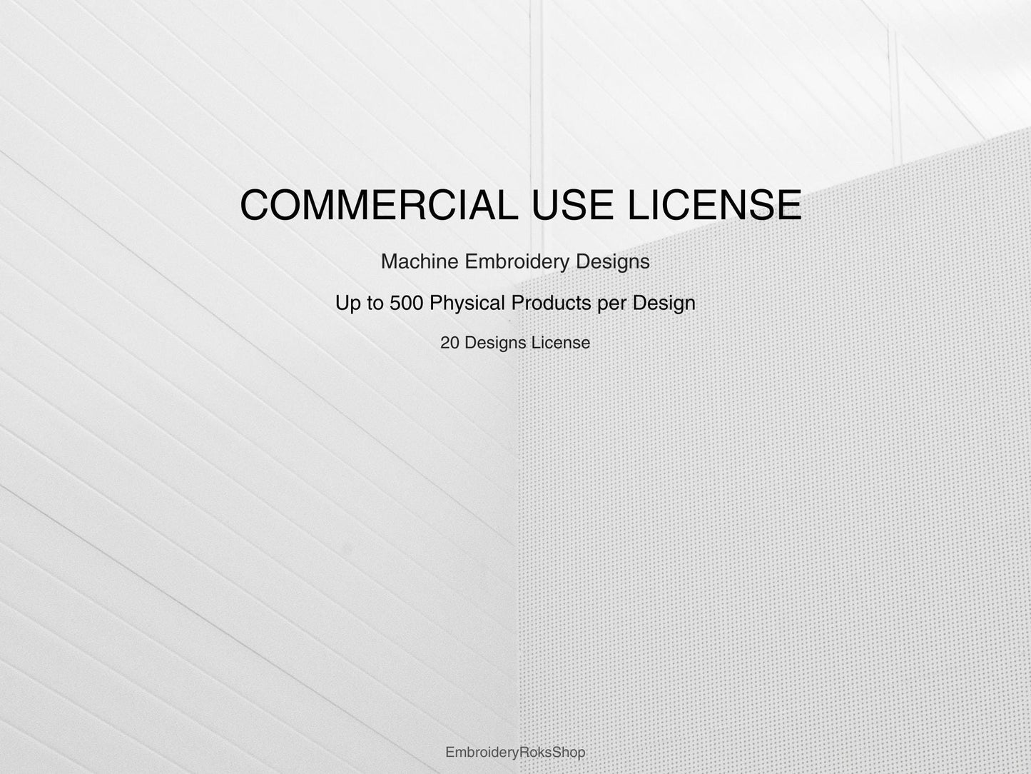 Commercial Use License – 20 Machine Embroidery Designs | Sell up to 500 Products per Design