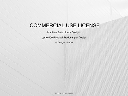 Commercial Use License for 15 Machine Embroidery Designs – Sell Up to 500 Physical Products per Design