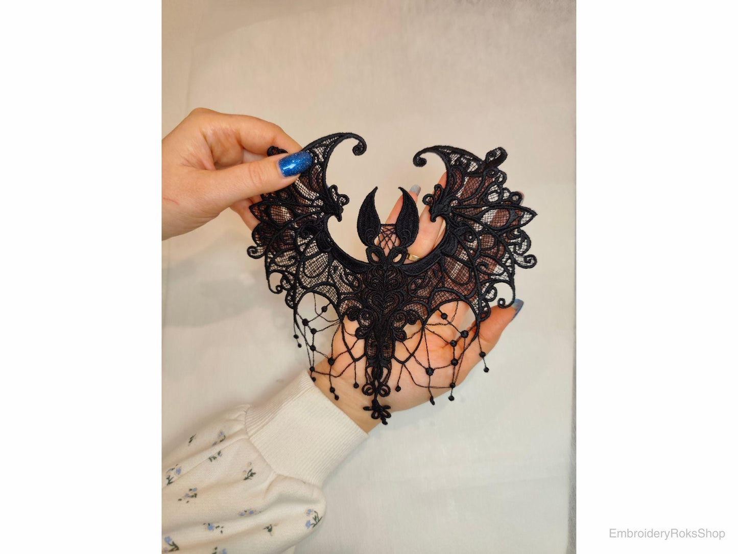 Gothic Bat FSL Lace Embroidery Design, Free Standing Lace Bat, Halloween Machine Embroidery Pattern, Bat Embroidery PES, DST