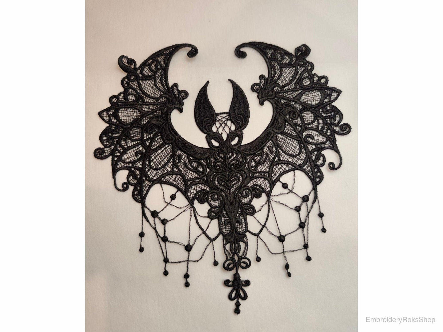 Gothic Bat FSL Lace Embroidery Design, Free Standing Lace Bat, Halloween Machine Embroidery Pattern, Bat Embroidery PES, DST