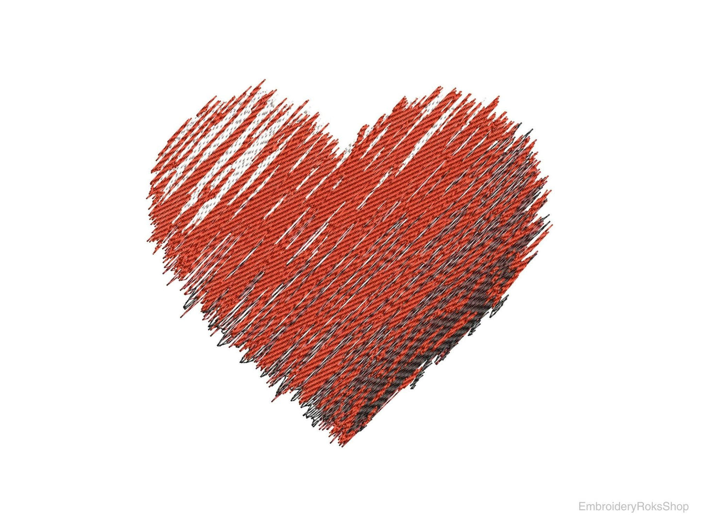 Scribbled Heart Embroidery Design PES, Valentine Machine Embroidery, Sketch Style Heart PES DST, Love Embroidery File, Romantic Pattern Pes