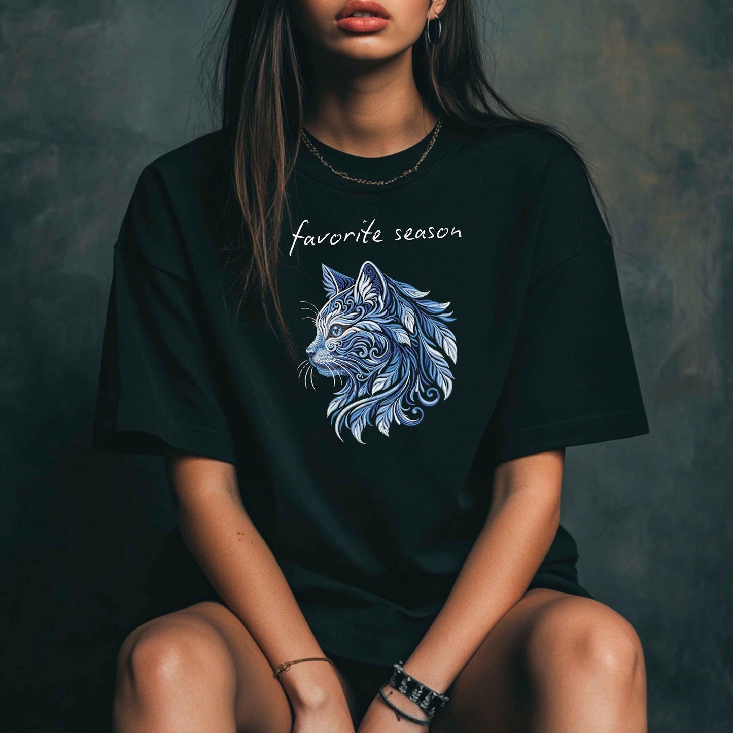 Winter Cat Embroidery Design, Blue Cat Machine Embroidery, Snow Cat Pattern, Animal Embroidery File, Winter Animal Design, Cat PES, DST, JEF