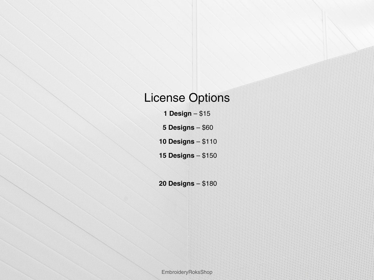 Commercial Use License – 5 Machine Embroidery Designs | Sell up to 500 Products per Design