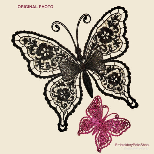FSL Lace Butterfly Machine Embroidery Design PES, Vintage Lace Butterfly Pattern for Machine Embroidery, Butterfly Art for Home and Crafting
