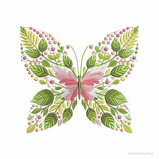 Floral Butterfly Machine Embroidery Design, Botanical Wings Nature, Insect Pattern for Jacket Bag Quilt Home Decor, Butterfly Pattern PES