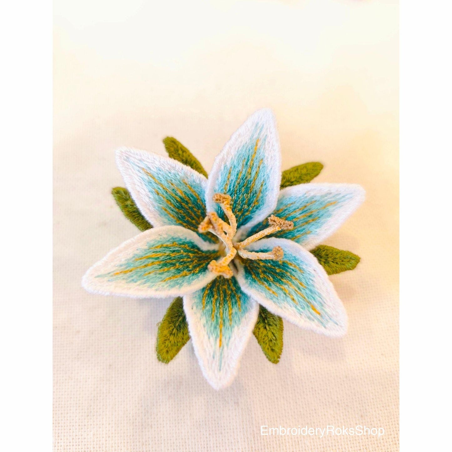 FSL Lily Flower Embroidery Design – Freestanding Lace 3D Floral Applique – Machine Embroidery Pattern Set, Floral Embroidery FSL PES, dst