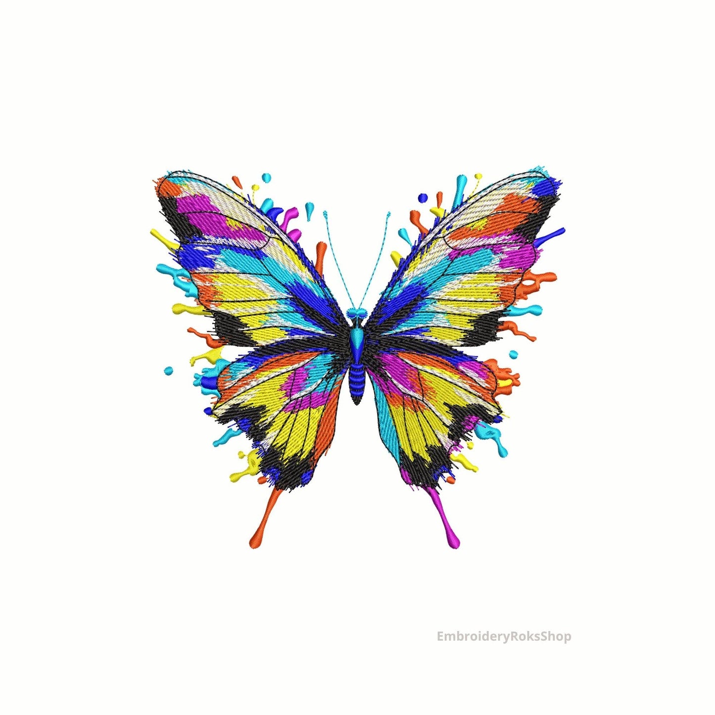 Butterfly Machine Embroidery Design, Colorful Splash Butterfly Embroidery Design, Butterfly Pattern PES DST JEF VP3, Instand Download 6 sz
