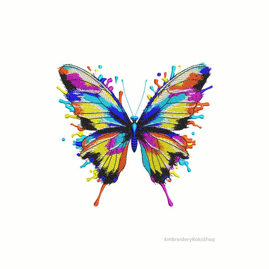 Butterfly Machine Embroidery Design, Colorful Splash Butterfly Embroidery Design, Butterfly Pattern PES DST JEF VP3, Instand Download 6 sz