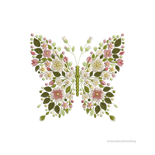 Floral Butterfly Machine Embroidery Design – Elegant Nature-Inspired Embroidery Pattern for DIY Projects & Gifts, Butterfly PES DST Download