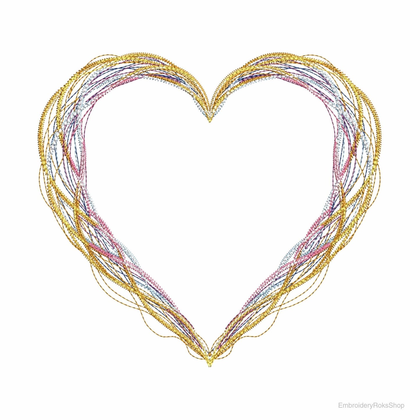 Neon Heart Frame Embroidery Design – Machine Embroidery Pattern for Valentine’s Day, Floral Heart PES, Floral Machine Embroidery Pattern DST