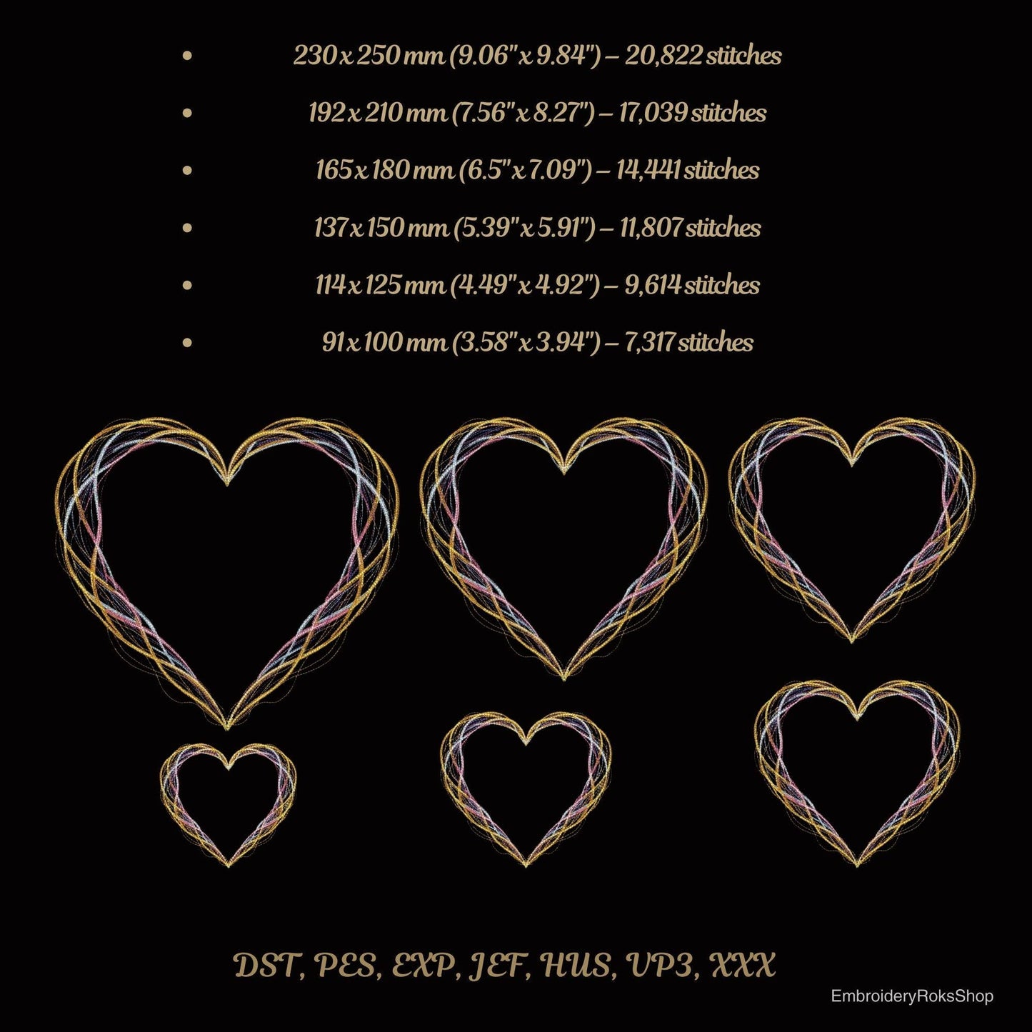 Neon Heart Frame Embroidery Design – Machine Embroidery Pattern for Valentine’s Day, Floral Heart PES, Floral Machine Embroidery Pattern DST