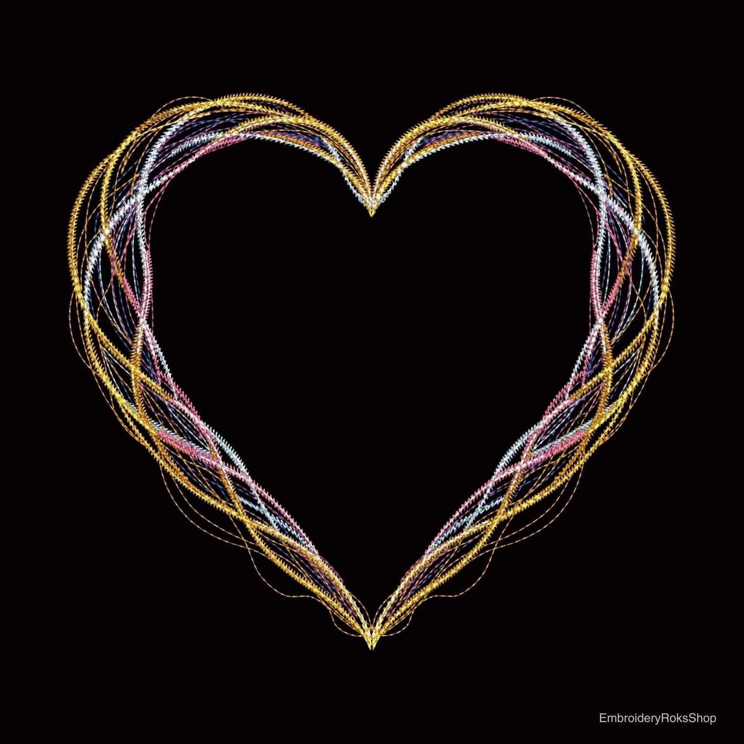 Neon Heart Frame Embroidery Design – Machine Embroidery Pattern for Valentine’s Day, Floral Heart PES, Floral Machine Embroidery Pattern DST