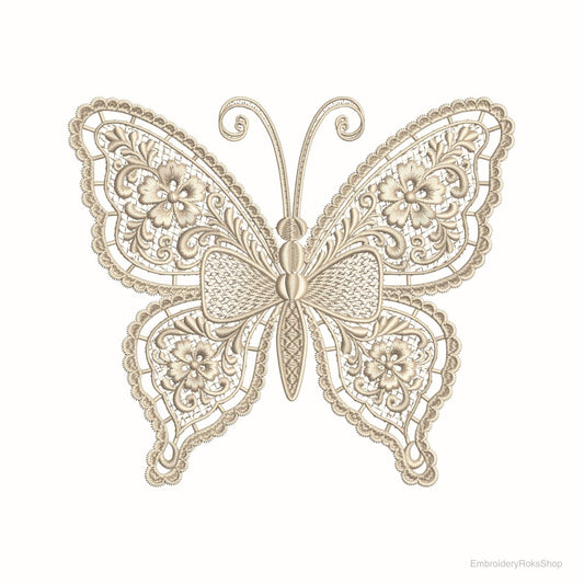 FSL Lace Butterfly Machine Embroidery Design PES, Vintage Lace Butterfly Pattern for Machine Embroidery, Butterfly Art for Home and Crafting