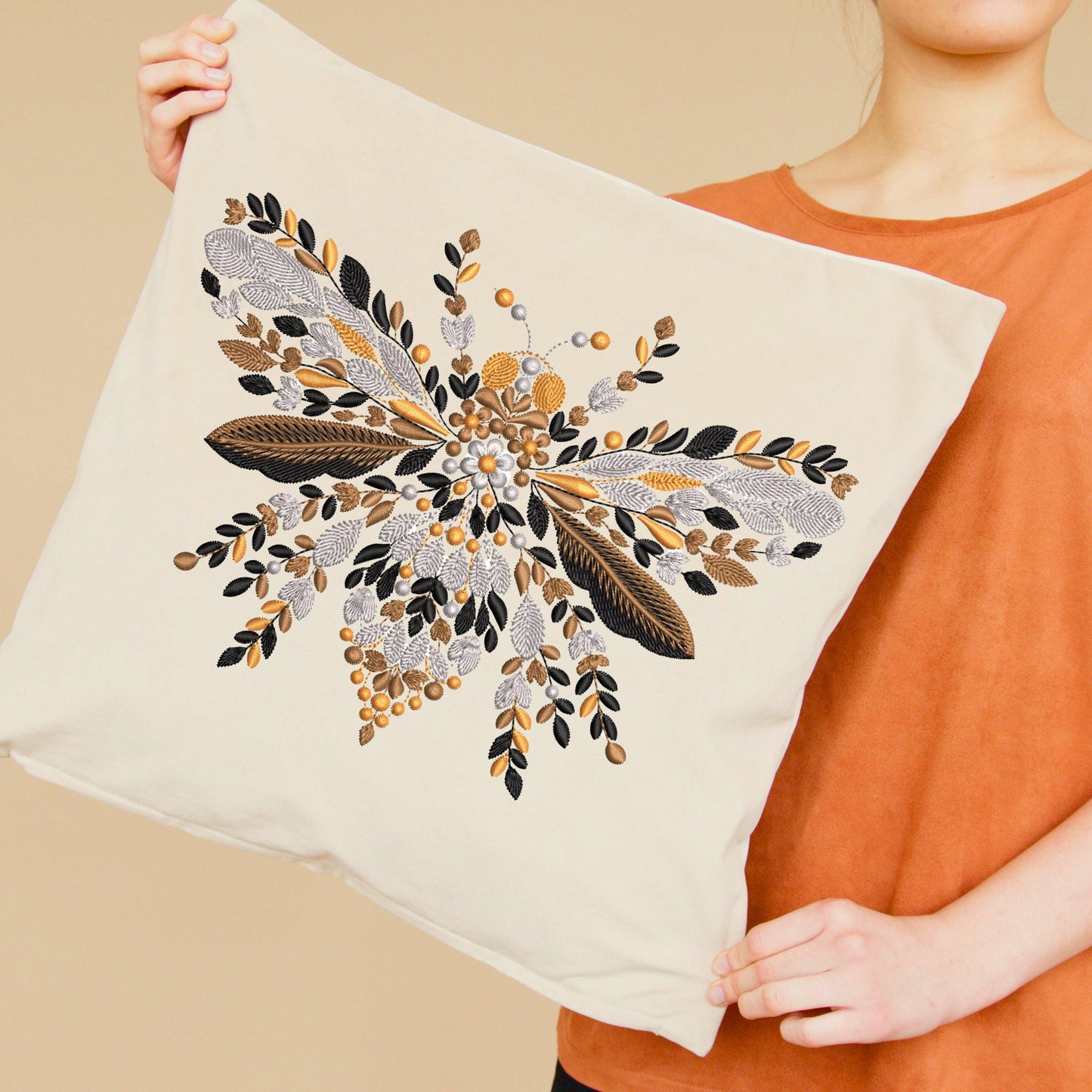 Botanical Bee Hand Embroidery Pattern, Floral Insect Design, Nature Inspired Stitching, Modern Folk Embroidery Art, Hoop Art Bee Pattern PDF