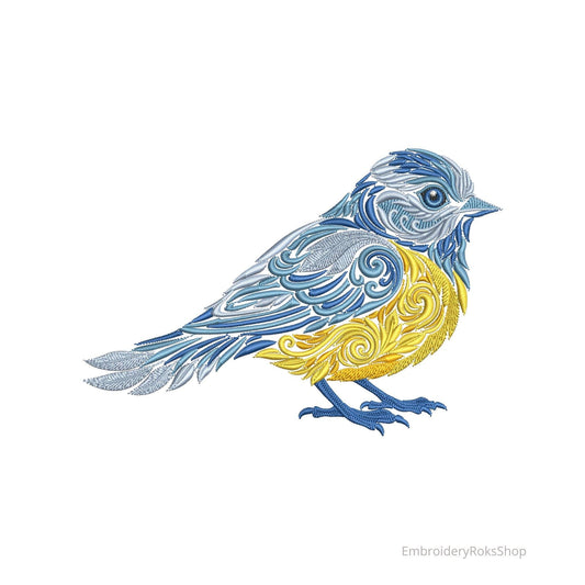 Winter Blue Tit Embroidery Design, Bird Embroidery Pattern PES, Titmouse Embroidery, Nature Themed Digital Embroidery Pattern, Tit PES, DST