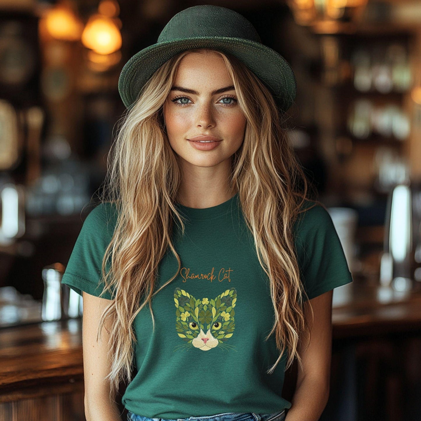 Clover Cat Embroidery Design – Floral Cat Face Machine Embroidery Pattern – St Patricks Day Cat, Lucky Clover Cat Embroidery Download PES