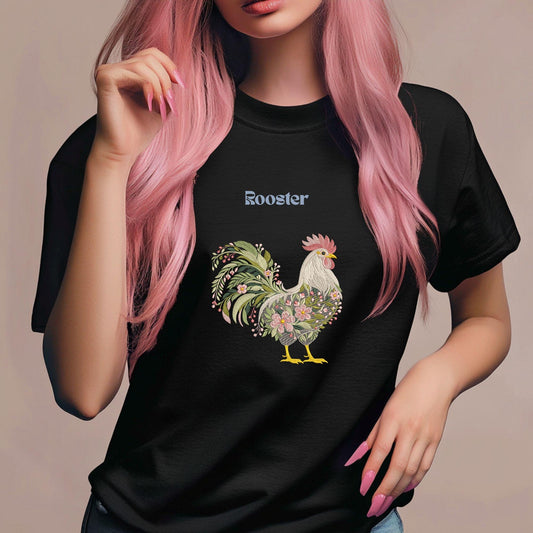 Floral Rooster Machine Embroidery Design, Rooster Pattern Spring Cottagecore Style PES, Cockerel Embroidery for Farmhouse Decor, Rooster DST