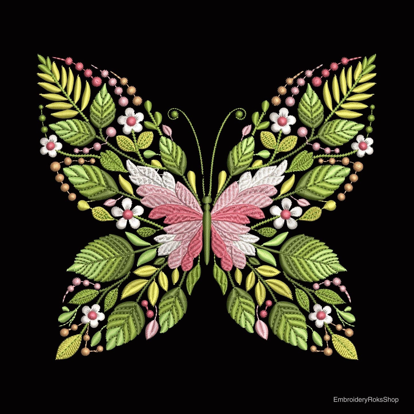 Floral Butterfly Machine Embroidery Design, Botanical Wings Nature, Insect Pattern for Jacket Bag Quilt Home Decor, Butterfly Pattern PES