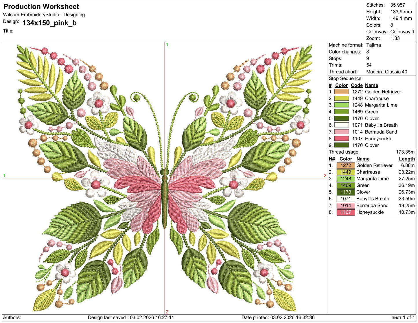Floral Butterfly Machine Embroidery Design, Botanical Wings Nature, Insect Pattern for Jacket Bag Quilt Home Decor, Butterfly Pattern PES