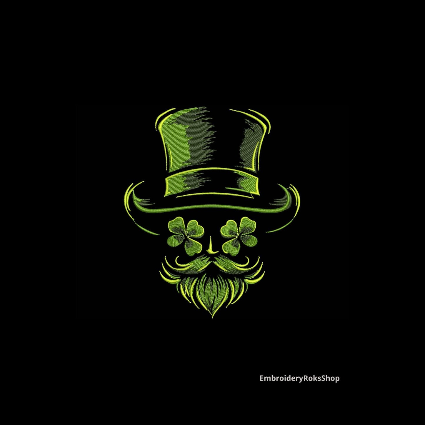 Lucky Leprechaun Beard Machine Embroidery Design – St. Patrick’s Day Hat & Shamrocks, Digital Download for Clothing Gifts, PES DST VP3 JEF