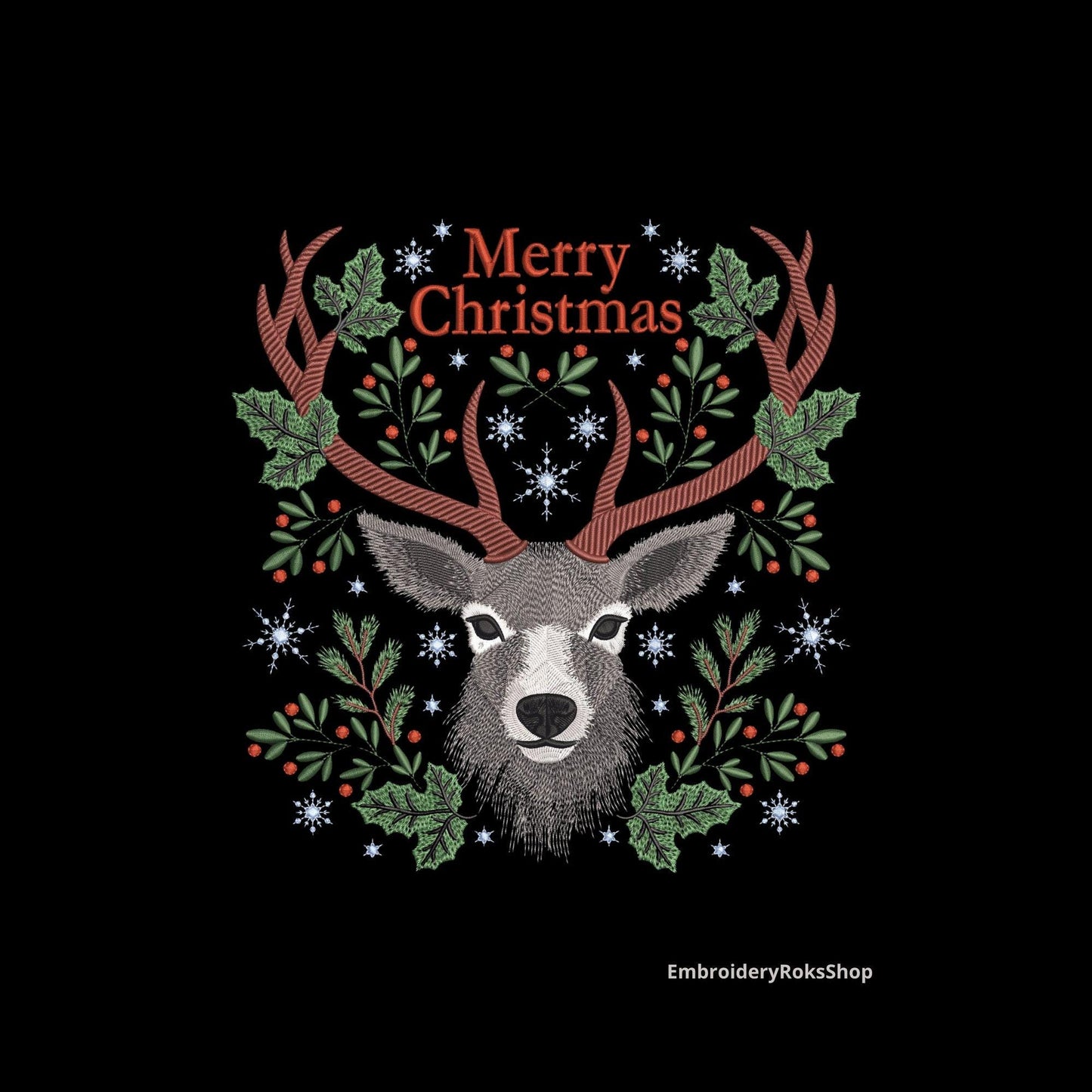 Christmas Deer Embroidery Design 4 Sizes, Christmas Embroidery Design, Animal Embroidery Design, Christmas Embroidery Gift, Instant Download
