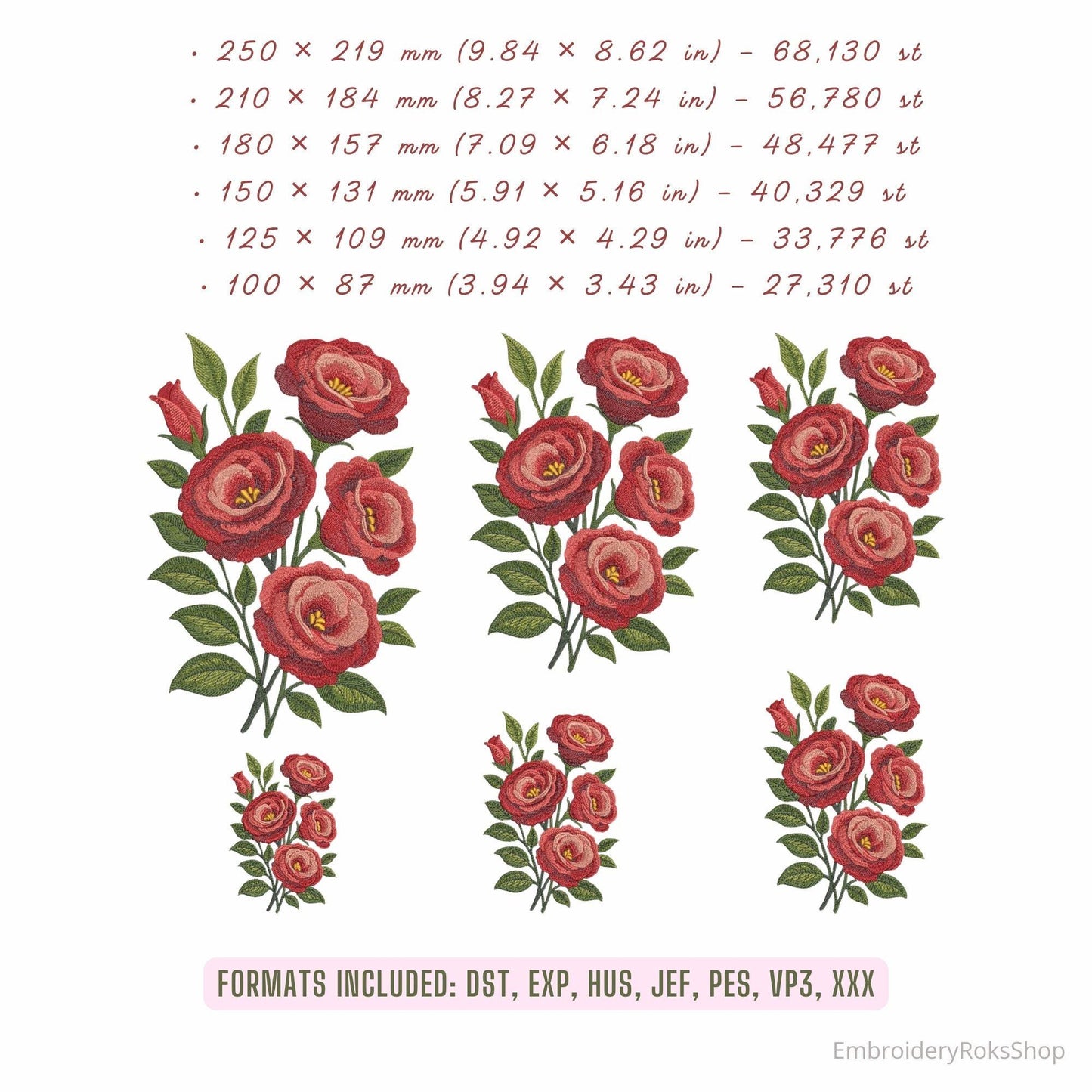 Eustoma Flowers Machine Embroidery Design, Lisianthus Flower Machine Pattern PES for Modern Embroidery Projects, Eustoma PES DST jef File