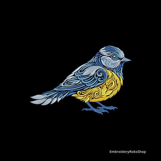 Winter Blue Tit Embroidery Design, Bird Embroidery Pattern PES, Titmouse Embroidery, Nature Themed Digital Embroidery Pattern, Tit PES, DST