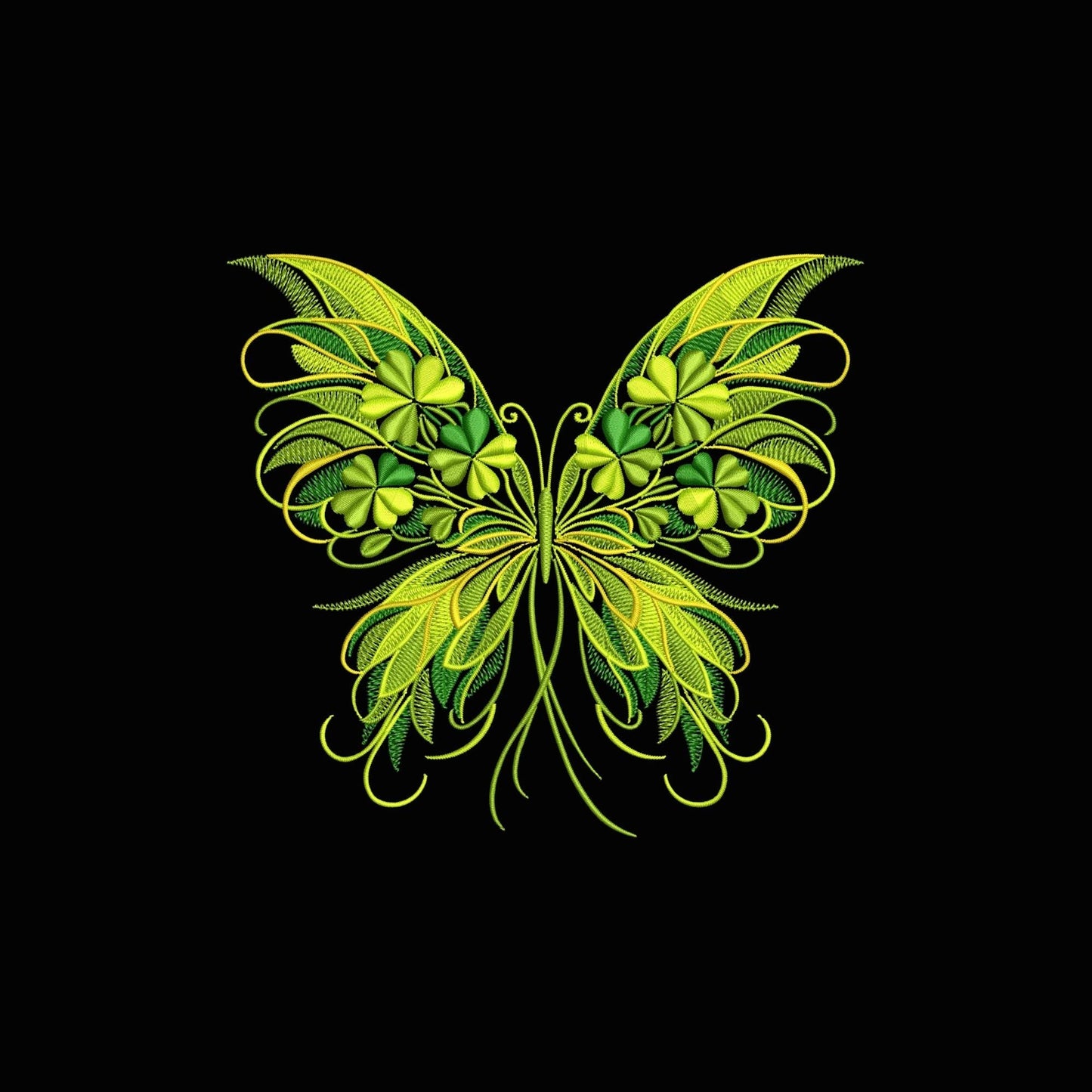 Clover Butterfly Embroidery Design, Shamrock Butterfly Machine Embroidery Pattern, St Patricks Day Embroidery File, Butterfly PES DST JEF