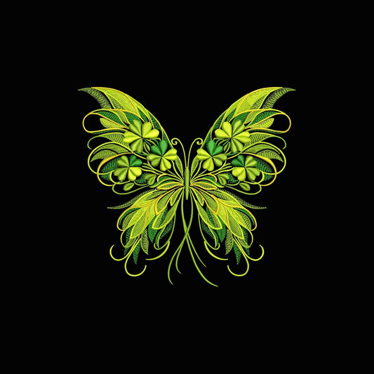Clover Butterfly Embroidery Design, Shamrock Butterfly Machine Embroidery Pattern, St Patricks Day Embroidery File, Butterfly PES DST JEF