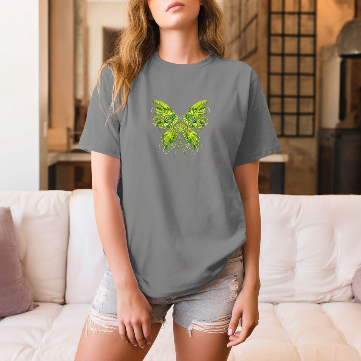 Clover Butterfly Embroidery Design, Shamrock Butterfly Machine Embroidery Pattern, St Patricks Day Embroidery File, Butterfly PES DST JEF