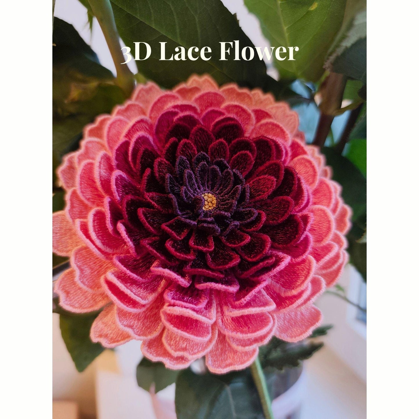 FSL Chrysanthemum Embroidery Design – 3D Lace Flower Embroidery File – Freestanding Lace Flower – Machine Embroidery Floral Decor