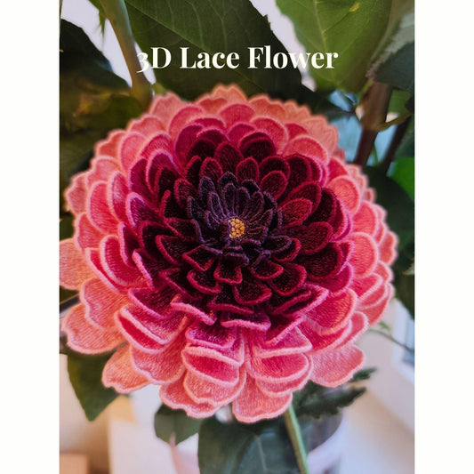 FSL Chrysanthemum Embroidery Design – 3D Lace Flower Embroidery File – Freestanding Lace Flower – Machine Embroidery Floral Decor