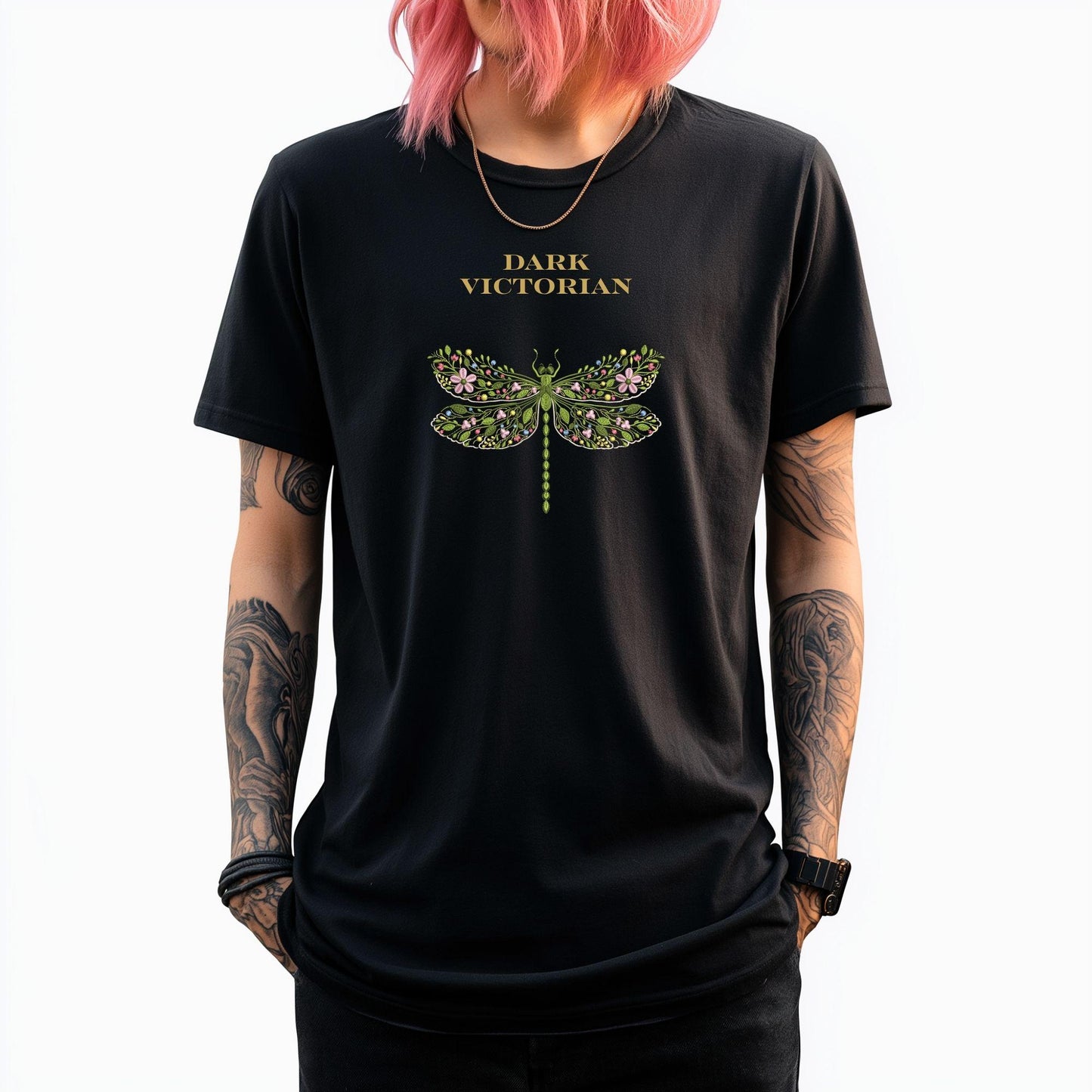 Floral Dragonfly Machine Embroidery Design, Botanical Dragonfly Embroidery File PES DST, Garden Insect Embroidery Pattern, Nature Embroidery