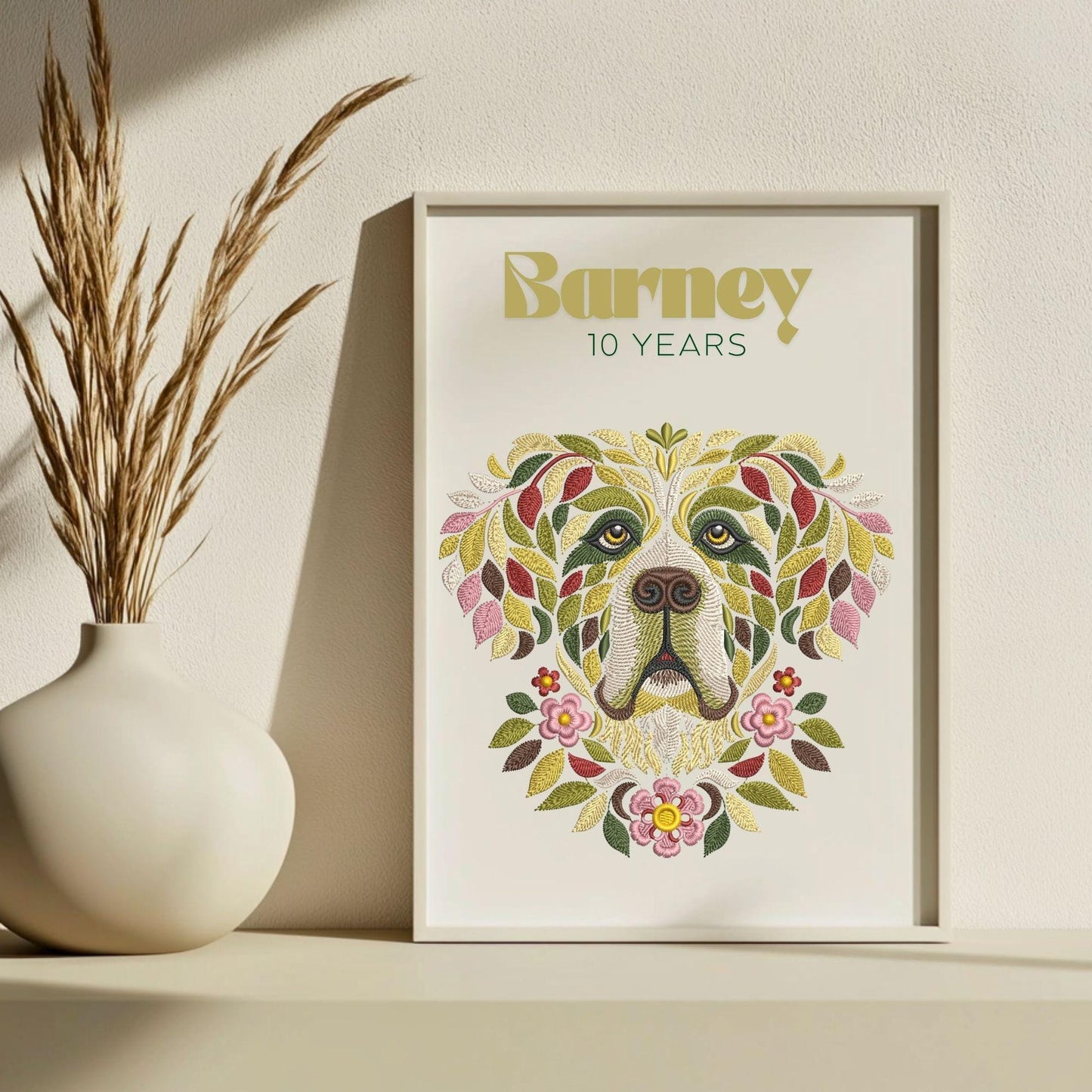 Floral St Bernard Embroidery Design, Saint Bernard Embroidery Pattern, Dog Lover Gift Embroidery, Pet Embroidery, St Bernard PES DST JEF
