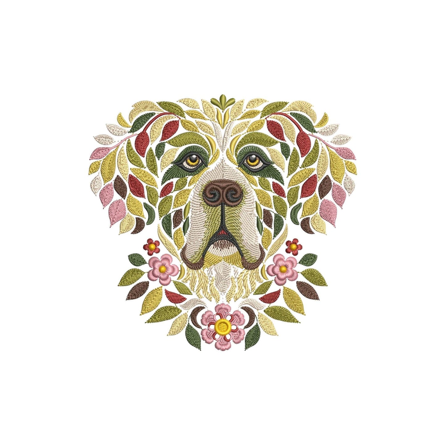 Floral St Bernard Embroidery Design, Saint Bernard Embroidery Pattern, Dog Lover Gift Embroidery, Pet Embroidery, St Bernard PES DST JEF