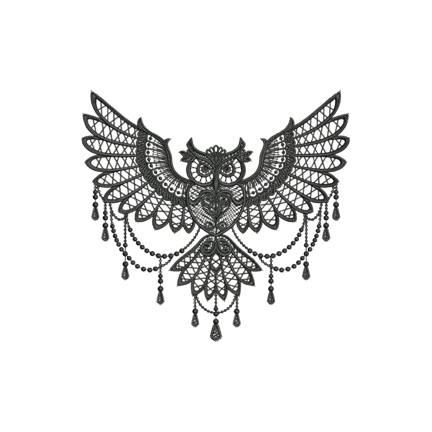 FSL Owl Embroidery Pattern, Beautiful Lace-Style Owl for Machine Embroidery Projects
