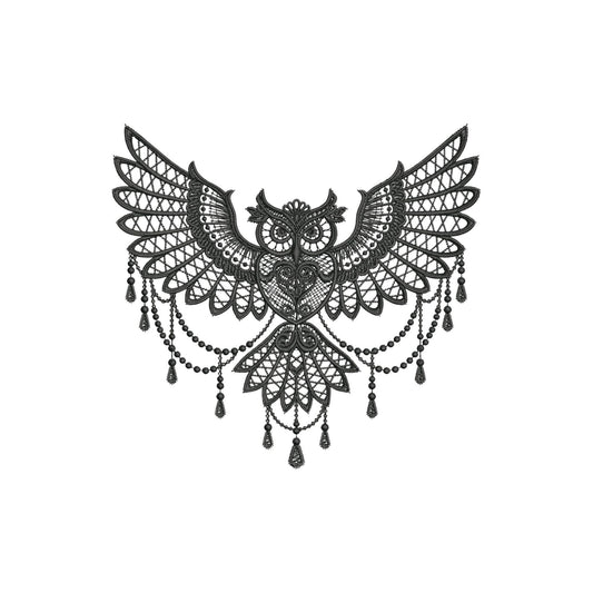 FSL Owl Embroidery Pattern, Beautiful Lace-Style Owl for Machine Embroidery Projects