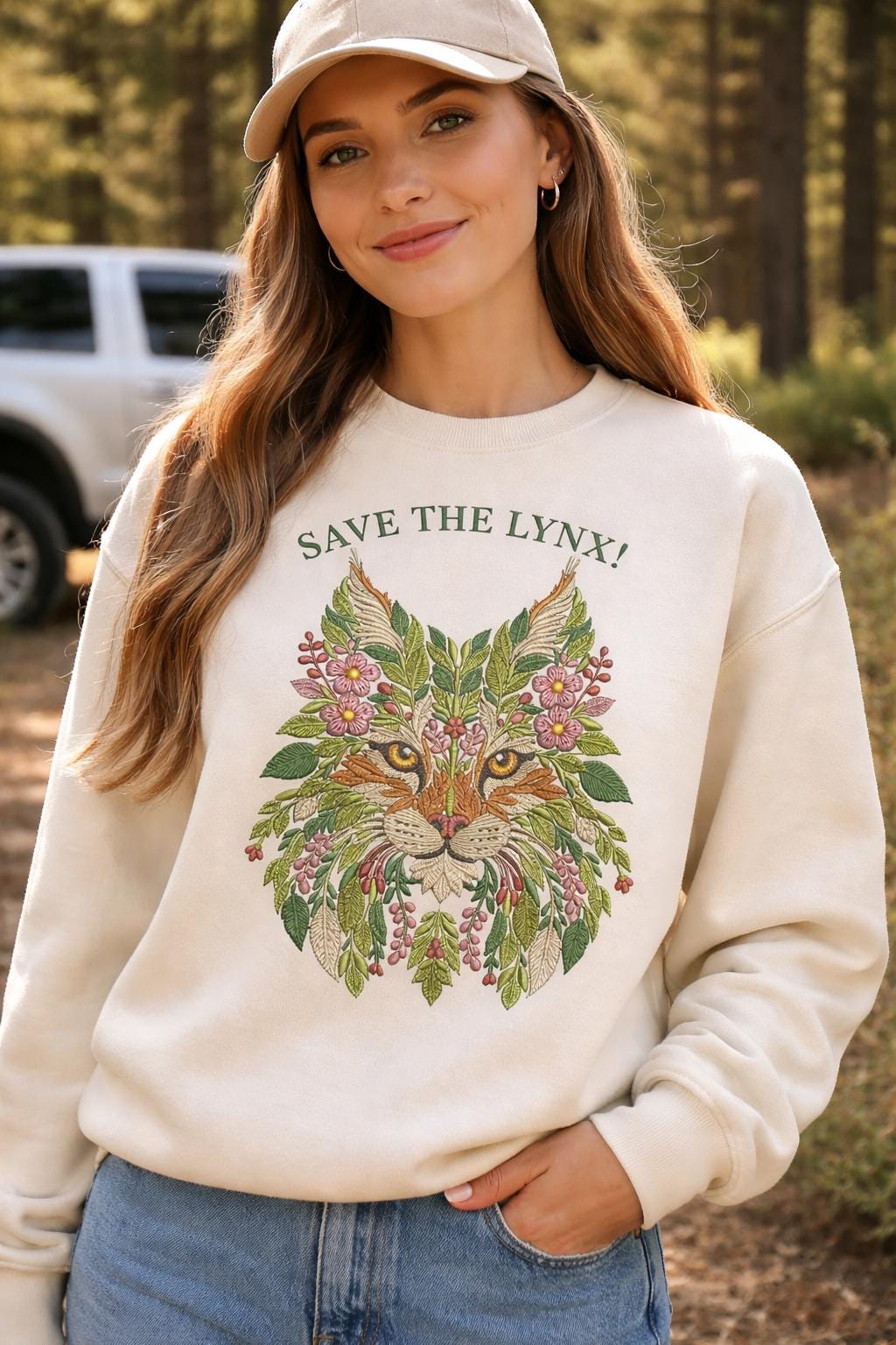 Floral Lynx Embroidery Design, Wild Big Cat Embroidery, Nature-Inspired Lynx - Machine Embroidery Art, Lynx PES DST JEF Instant Digital File