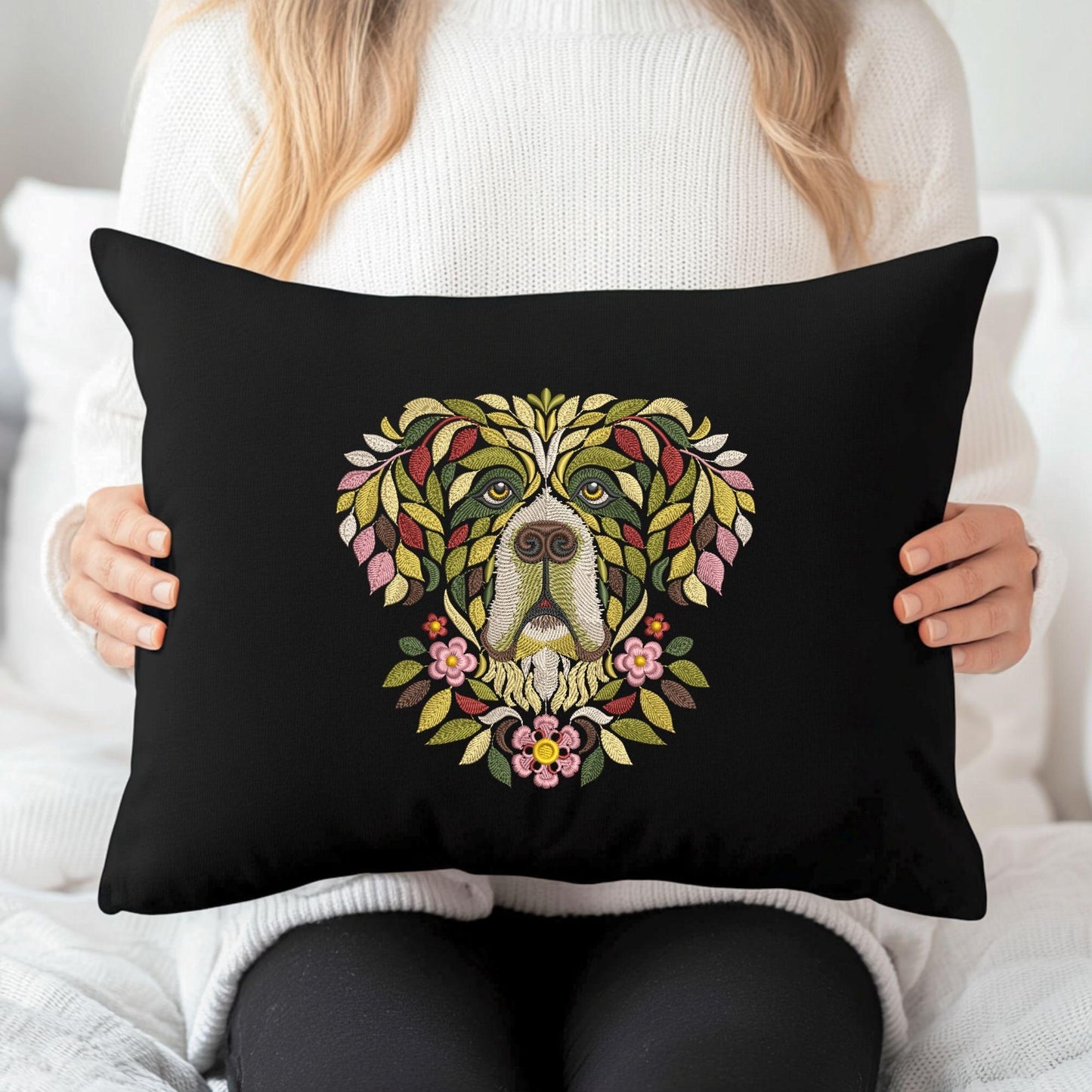 Floral St Bernard Embroidery Design, Saint Bernard Embroidery Pattern, Dog Lover Gift Embroidery, Pet Embroidery, St Bernard PES DST JEF