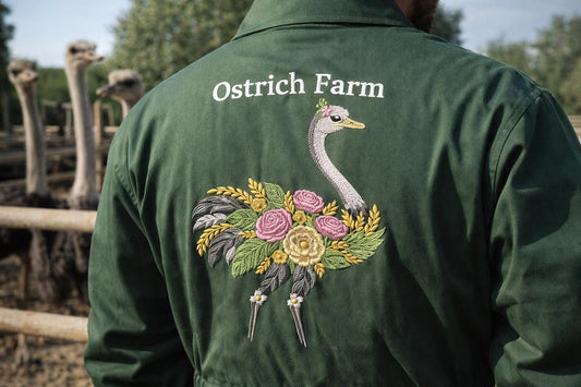 Floral Ostrich Embroidery Design, Botanical Bird Machine Embroidery File, Elegant Nature Pattern, Ostrich Embroidery PES DST JEF Vp3 File
