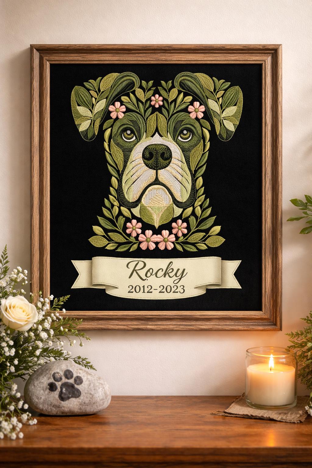 Boxer Dog Embroidery Design, Floral Pet Embroidery File, Machine Embroidery Dog Head Design Instant Download, Boxer Pattern 4x4 Hoop PES DST