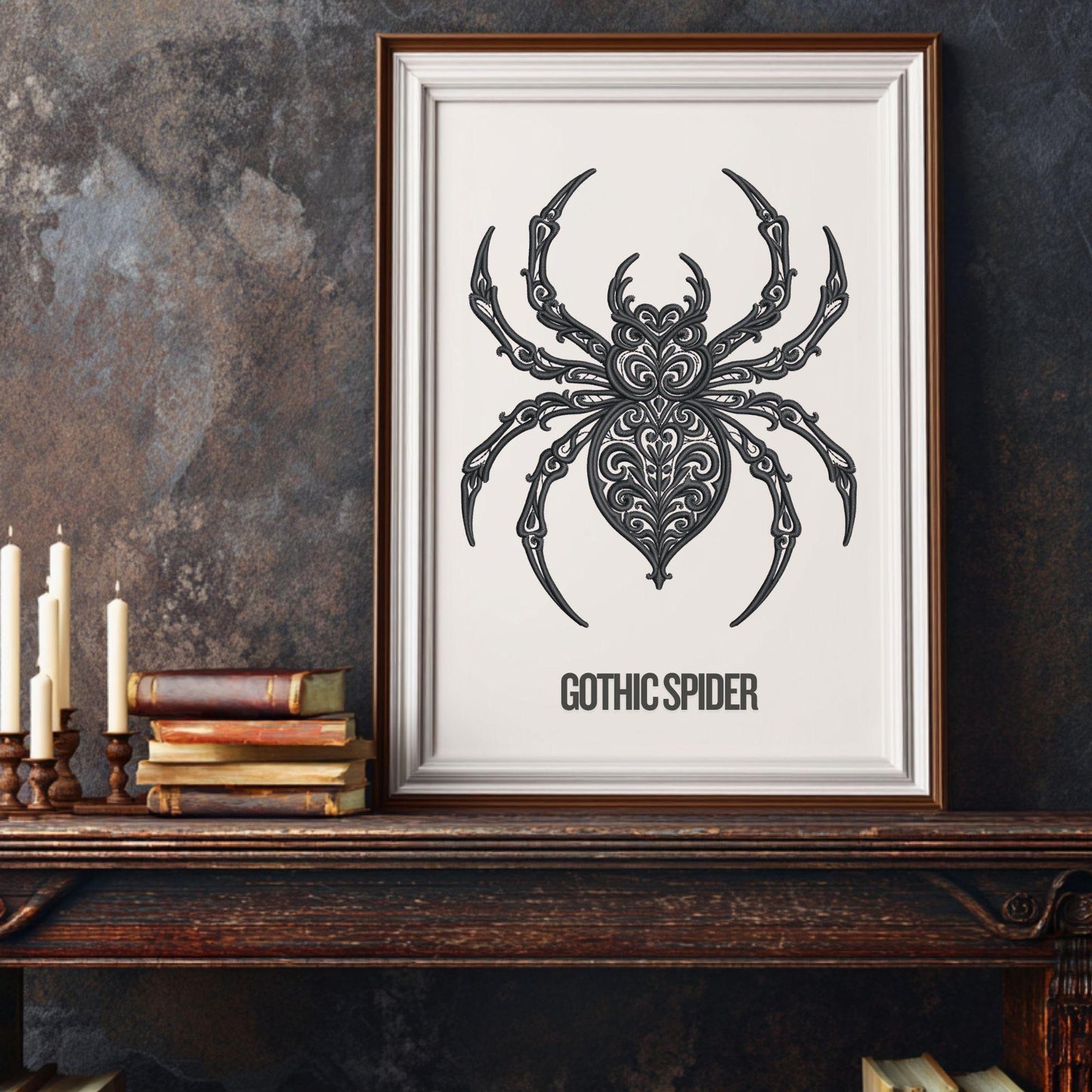 Gothic Spider Embroidery Design, Baroque Spider Machine Embroidery File, Halloween Spooky Spider Embroidery, Spider Pattern PES, DST, JEF