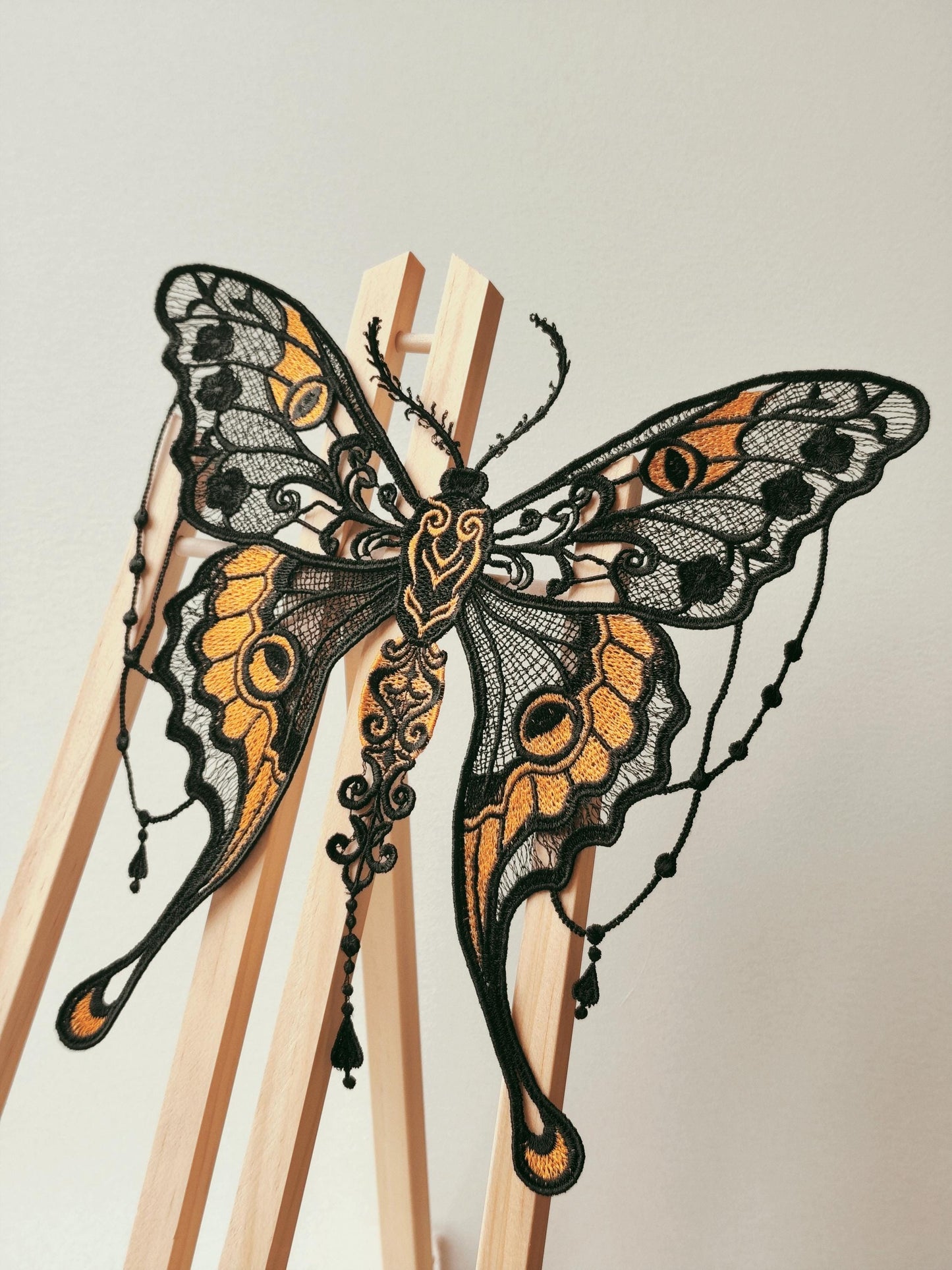 Elegant Moon Moth FSL Embroidery Design - Delicate Lace Butterfly for Machine Embroidery - Instant Download!