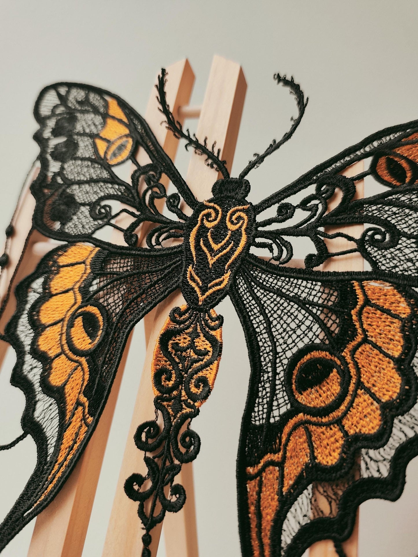 Elegant Moon Moth FSL Embroidery Design - Delicate Lace Butterfly for Machine Embroidery - Instant Download!