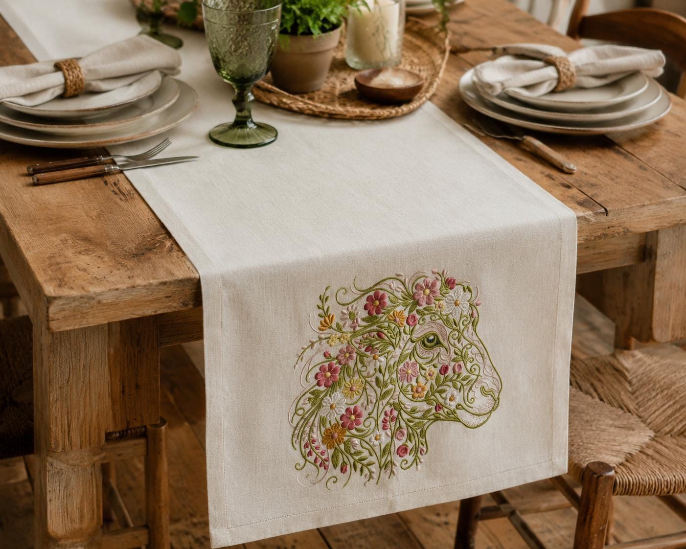 Floral Sheep Embroidery Design, Spring Lamb Machine Pattern (Digital Download)