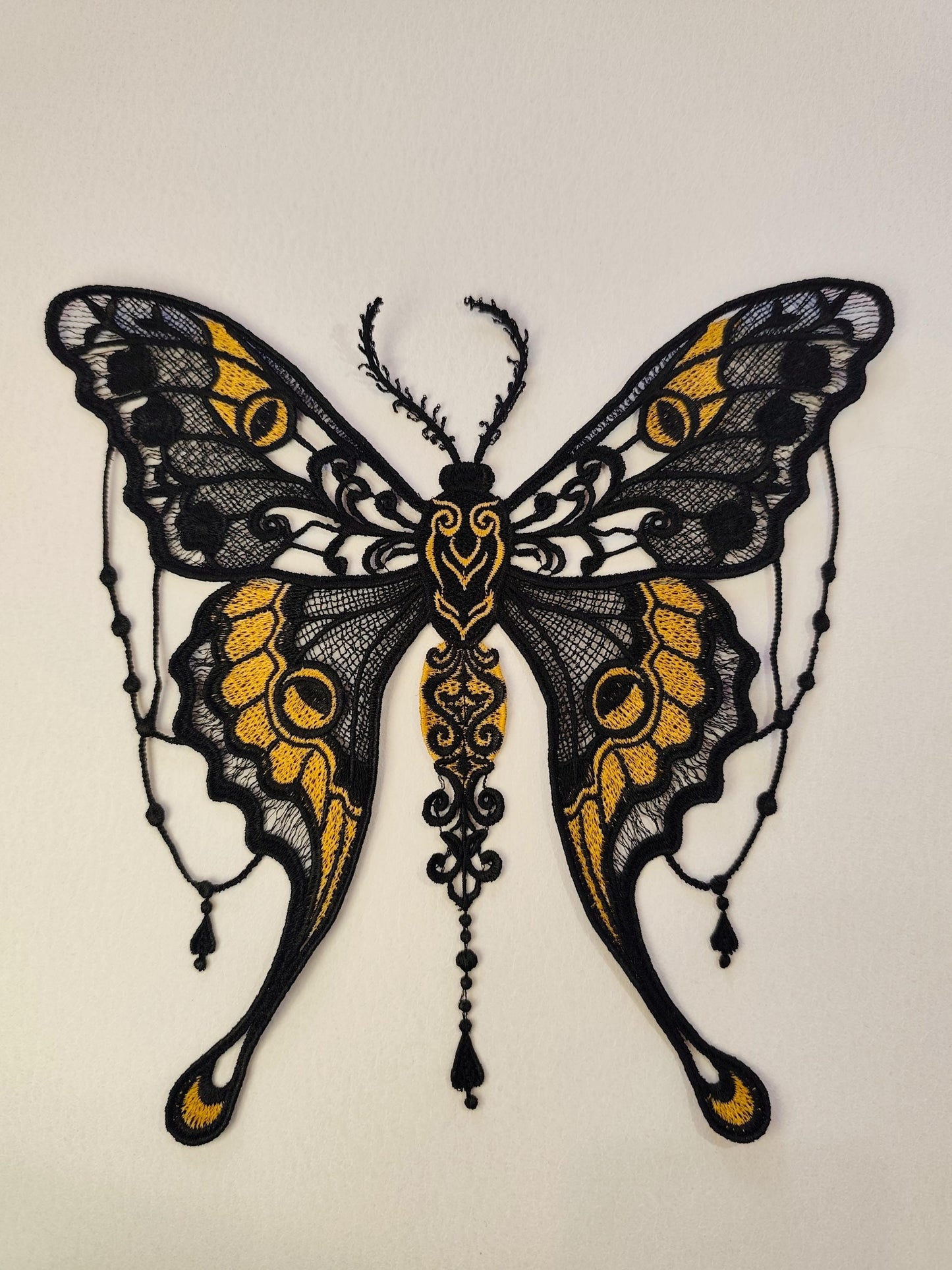 Elegant Moon Moth FSL Embroidery Design - Delicate Lace Butterfly for Machine Embroidery - Instant Download!